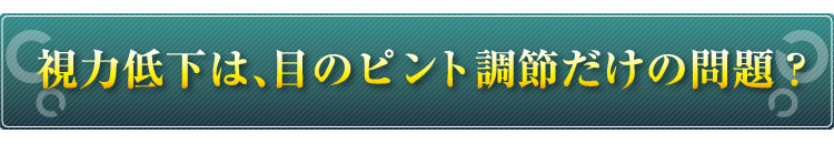視力低下は、目のピント調節だけの問題？