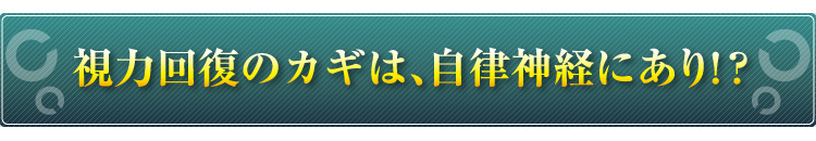 「血流から視力を回復する」って、なぜ！？