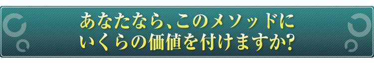 あなたなら、このメソッドに
いくらの価値をつけますか？